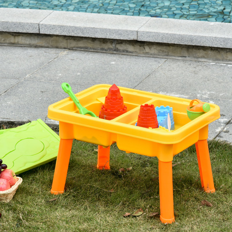 Qaba 23.25" x 14.5" Plastic Rectangular Sand And Water Table with Cover